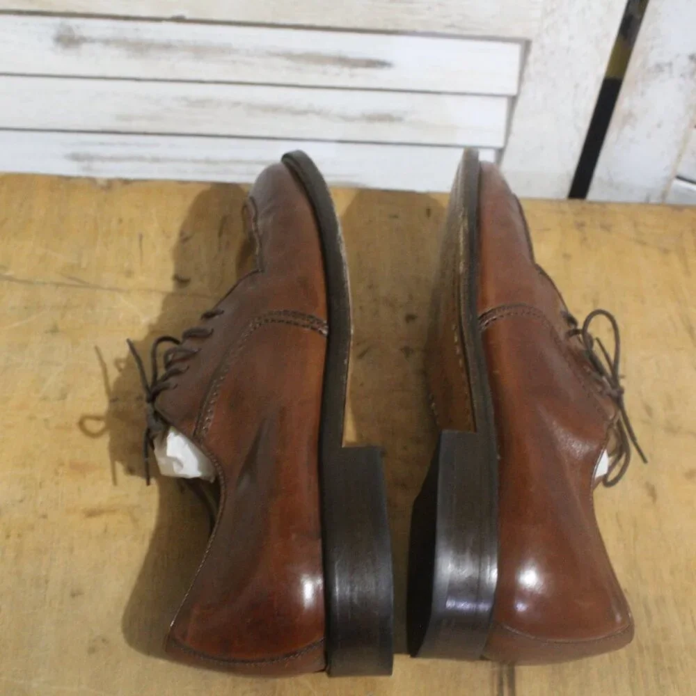 Vito Rufolo Cognac Brown Oxfords Leather Loafers Shoes Made in Italy Men’s